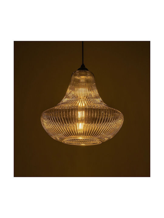 GloboStar Verre Pendant Light Black with Crystals for Socket E27 38x38x34cm