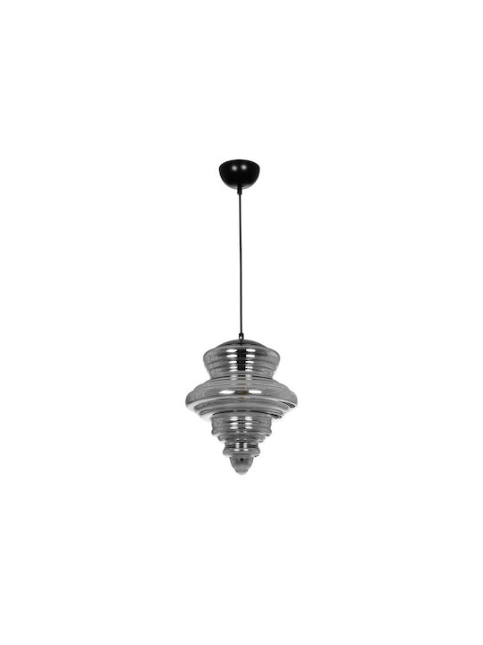 GloboStar Corte Pendant Light Black with Crystals for Socket E27 25x25x30cm