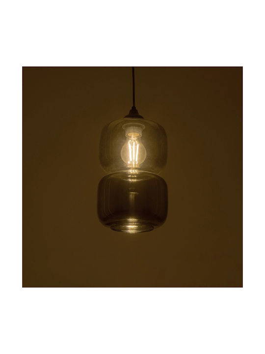 GloboStar Pendant Light Black with Crystals for Socket E27 18x18x31cm