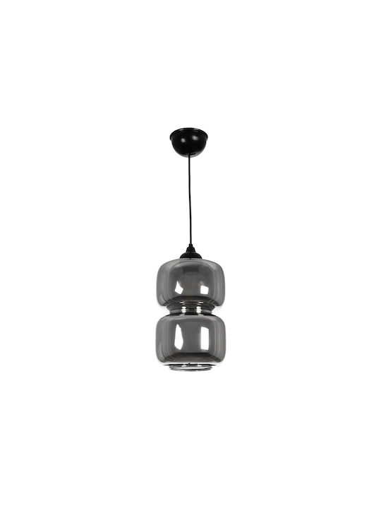 GloboStar Pendant Light Black with Crystals for Socket E27 18x18x31cm