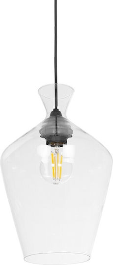 GloboStar Pendant Light Transparent with Crystals for Socket E27 20x20x32cm