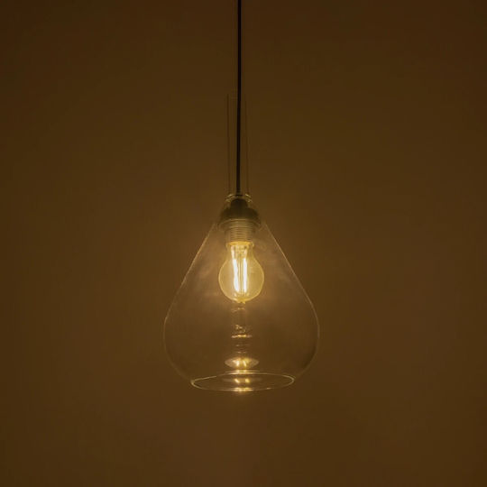 GloboStar Pendant Light Transparent with Crystals for Socket E27 20x20x42cm