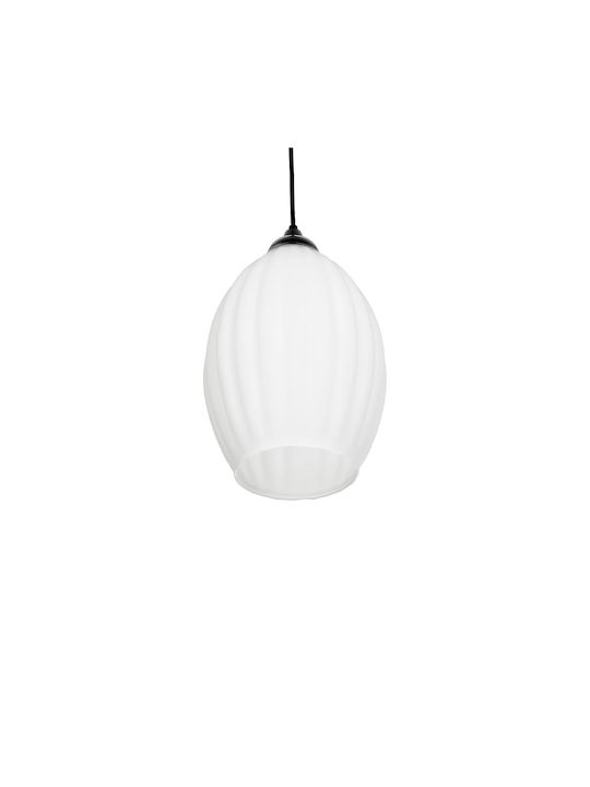 GloboStar Pendant Light White with Crystals for Socket E27 19x19x26cm