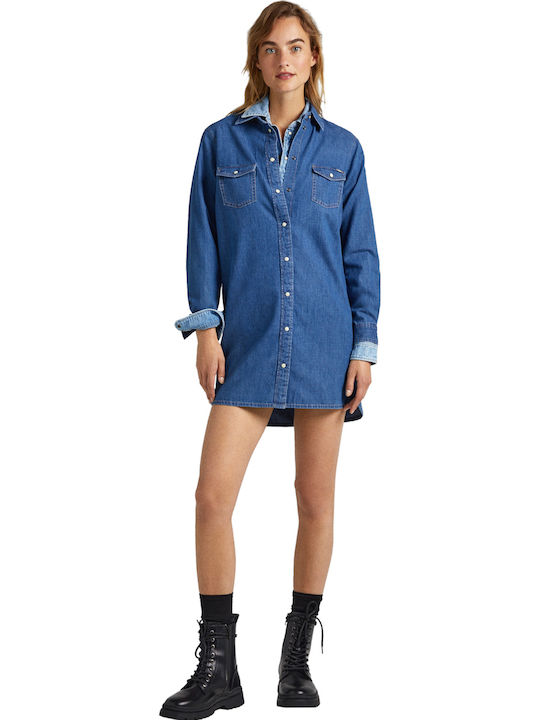 Mini Shirt Dress Dress Blue