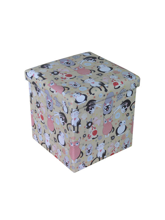 Scaune Camera de zi Cu spațiu de depozitare Tapițat cu Țesătură Multicolor 38x38x37.5buc