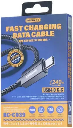 Remax RC-C039 USB 2.0 Cable USB-C male - USB-C 240W PD Μαύρο 1m