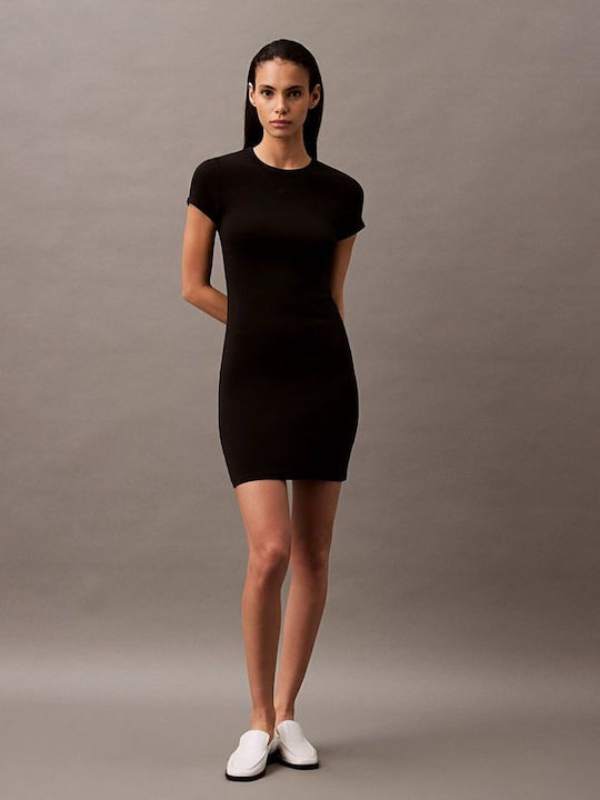 Summer Mini T-Shirt Knitted Black Dress