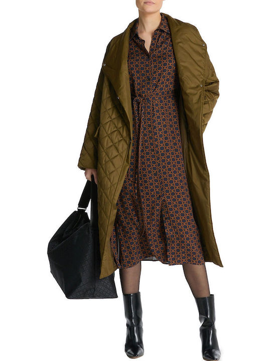 Midi Shirt Dress Long Sleeve Blue