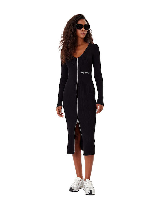 Midi Φόρεμα Πλεκτό Black