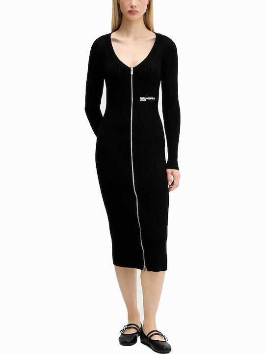 Midi Φόρεμα Πλεκτό Black