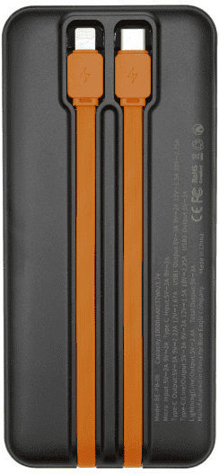 Blue Eagle Be-pb-06 Power Bank Built In Cables 10000mah Black