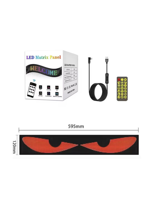 Εύκαμπτη Led Πινακίδα Rgb Bluetooth Κινούμενες Εικόνες Κείμενο Μέσω Εφαρμογής 37.5x9cm Led Matrix Panel 074137