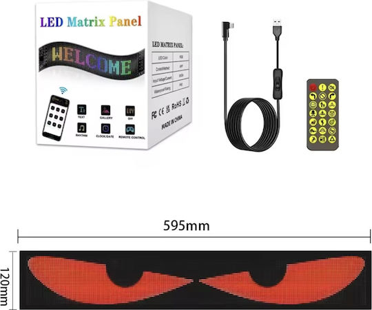 Flexibles LED-Schild RGB Bluetooth Animierte Bilder Text über App 37,5x9cm LED-Matrix-Panel 074137