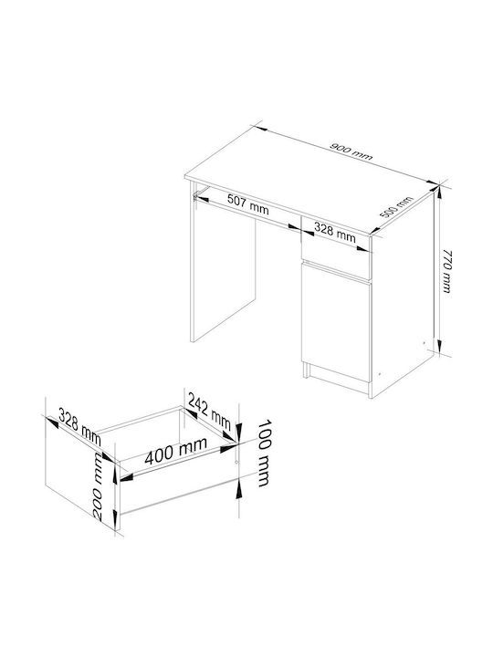 Birou de Calculator Piksel din Lemn Sonoma Oak 90x50x77 cm