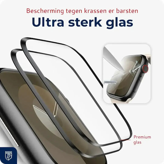 Tempered Glass Apple Watch 9 8 7 41mm Red Installation Tray Screen Protection Anti-Scratch Glass 2 Pieces Black 8719246474415
