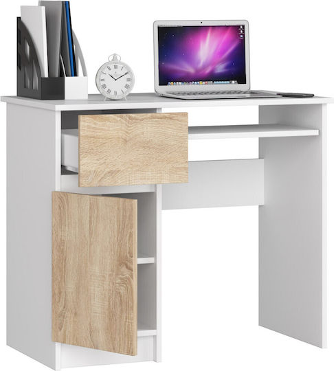 Computer Office Piksel Wooden White And Sonoma Oak 90x50x77cm