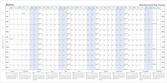 Filofax English Horizontal Annual Planner 2026 White 14.8x21cm