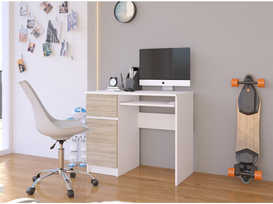 Computer Office Piksel Wooden White And Sonoma Oak 90x50x77cm