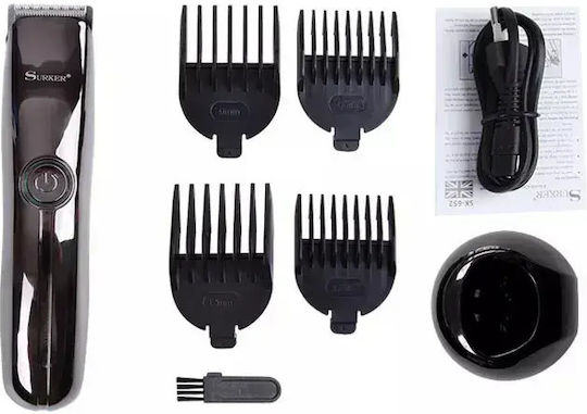 Surker Cordless Επαναφορτιζόμενη Κουρευτική Μηχανή Μαύρη SK-652