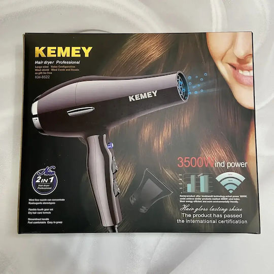 Kemei Ionic Πιστολάκι Μαλλιών 3500W Brown