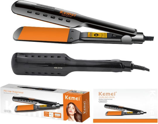 Kemei KM-3114P Πρέσα Μαλλιών με Κεραμικές Πλάκες 35W