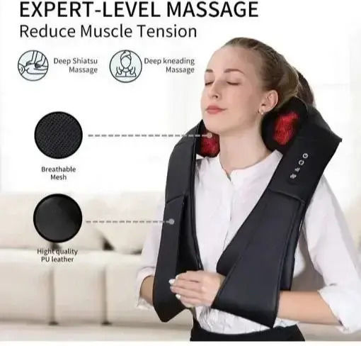 ikonka Shiatsu Massage Device Shiatsu for the Neck with Infrared Heat Black