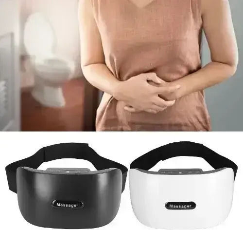 Rechargeable Heated Abdominal Belt 10 Massage Functions Adjustable Intensity Deep Skin Penetration White