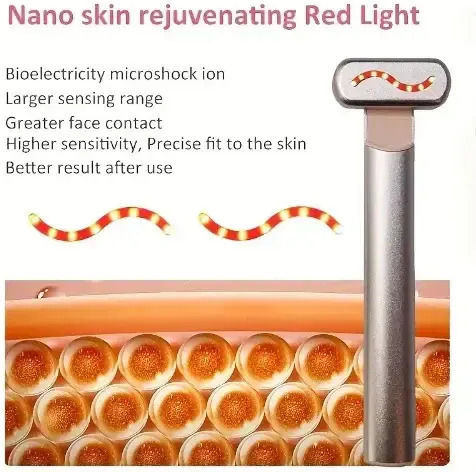 4 in 1 Skin Care Wand with Red Light for Face, Eyes, and Neck Silver