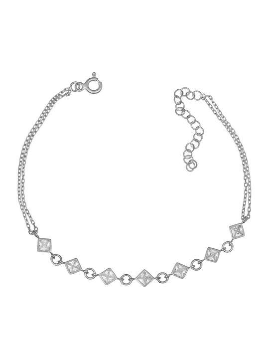 Damen Armband Kette aus Silber mit Zirkon