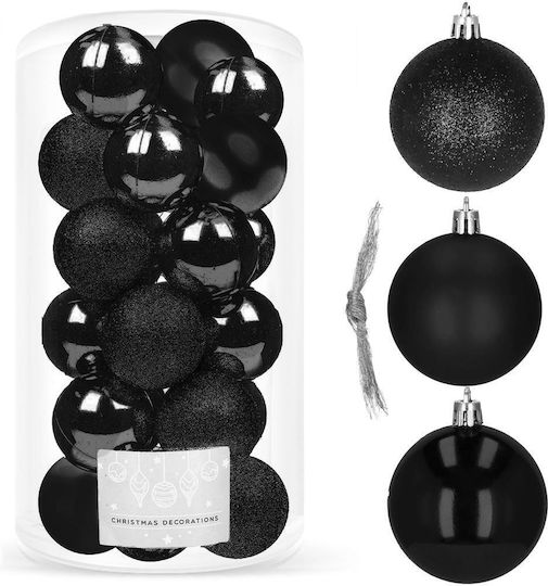 Christmas Ball Set 20 Pieces 3 Designs 4cm Black