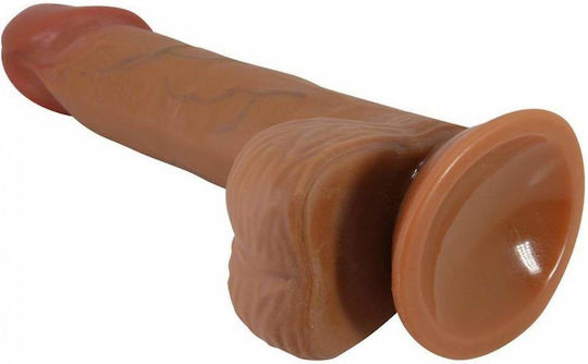 Dildo Реалистично дилдо Със смукателна чашка Кафяв
