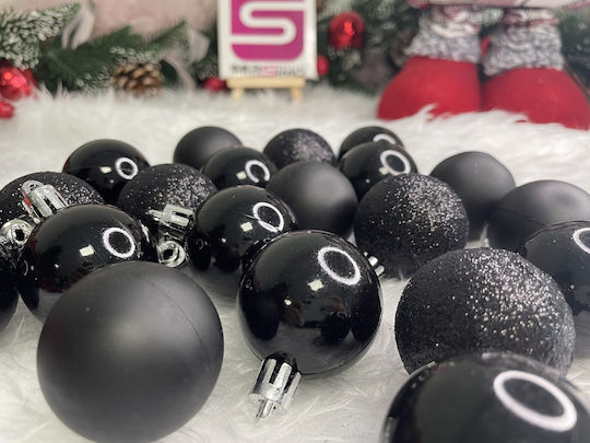Christmas Ball Set 20 Pieces 3 Designs 4cm Black