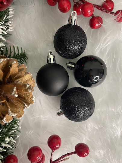 Christmas Ball Set 20 Pieces 3 Designs 4cm Black