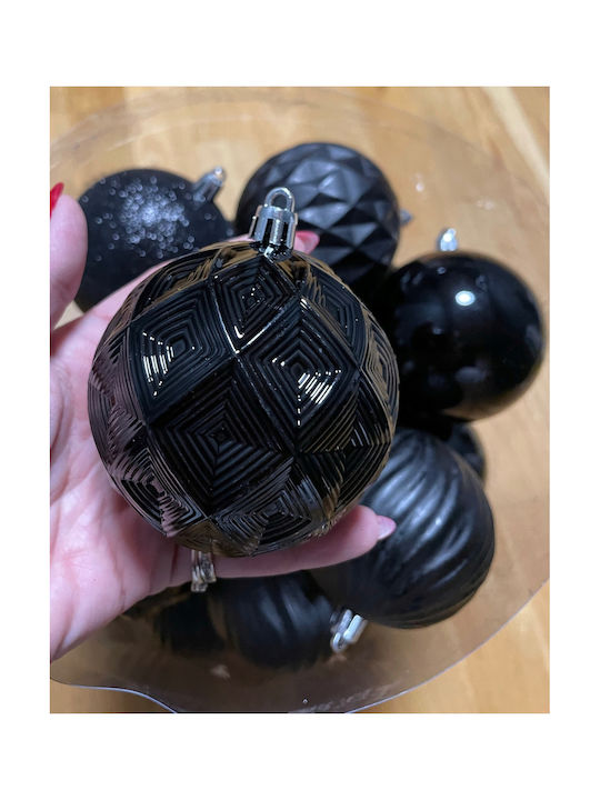 Christmas Ball Set 30 Pieces 8cm 6 Designs Black
