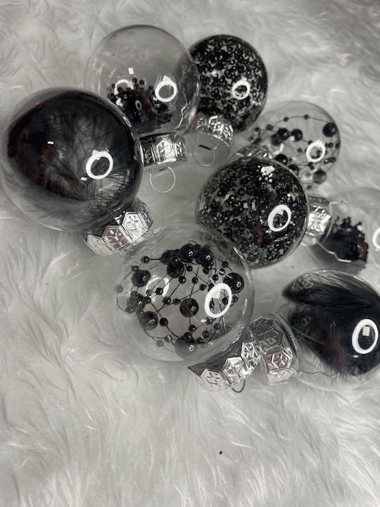 Unique Christmas Ball Set 24 Pieces 5cm Transparent Black Interior