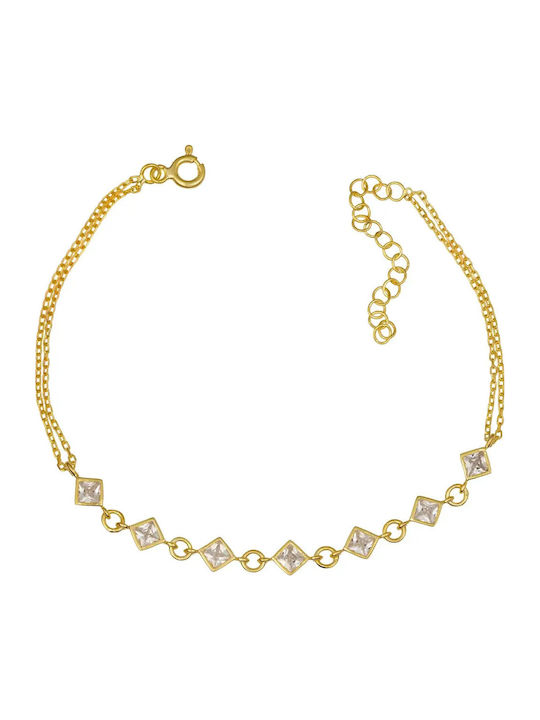 Damen Armband Kette aus Silber Vergoldet mit Zirkon