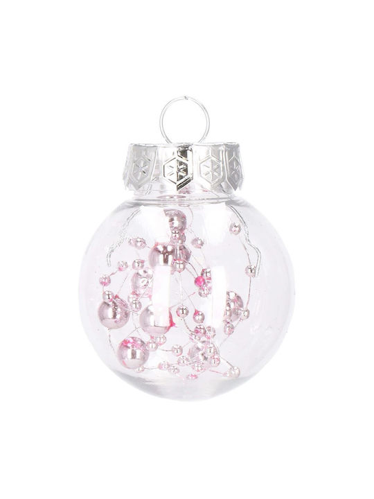 Unique Christmas Bauble Set 24 Pieces 5cm Transparent Pale Pink
