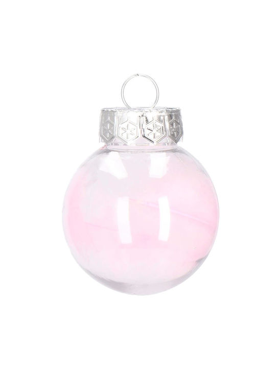 Unique Christmas Bauble Set 24 Pieces 5cm Transparent Pale Pink