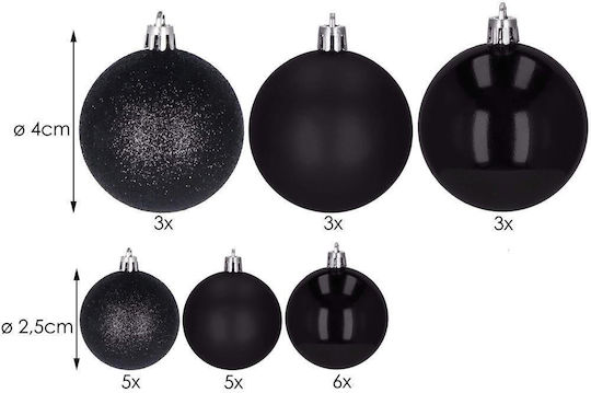 Weihnachtsbaumschmuck Set 25 Stück 3 Sorten 2,5cm 4cm Schwarze