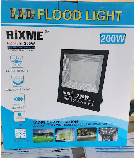 Rixme Rz.hjg Στεγανός Προβολέας LED 200W Ψυχρό Λευκό IP66