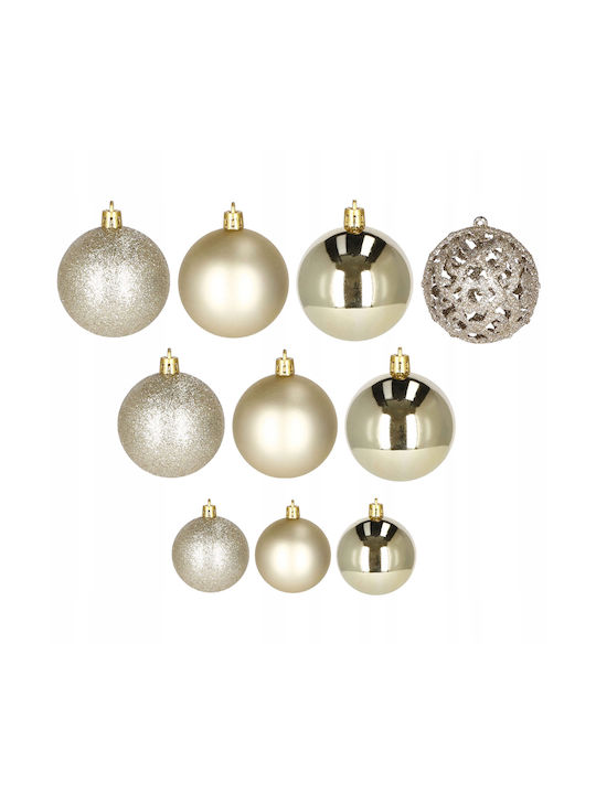 Christmas Tree Ornaments Set 100 Pieces 3-6cm Gold