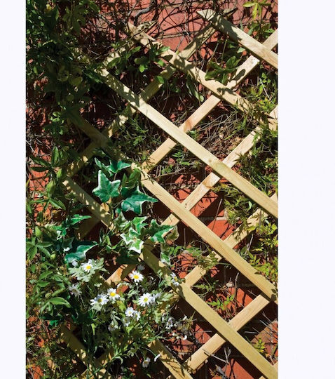 Klappbares Spalier Garten aus Holz mit Rhombus-Rasterdesign in Beige Farbe 200x50cm