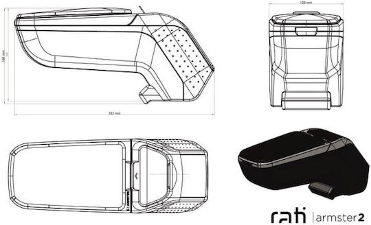 Rati Armster Car PU Armrest Universal Nissan Note 2013+ Black