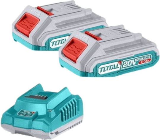 Total Set Impact Drill Driver & Impact Screwdriver Brushless 20V with 2 Batteries 2Ah and Case