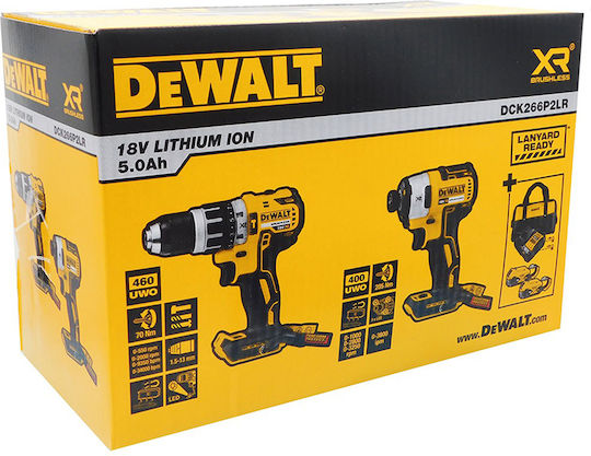Dewalt Set Impact Screwdriver & Drill Driver Brushless 18V with 2 Batteries 5Ah and Case
