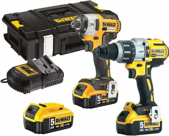 DEWALT DCK276P3T Σετ Κρουστικό Δραπανοκατσάβιδο & Παλμικό Κατσαβίδι 18V με 3 Μπαταρίες 5Ah και Θήκη