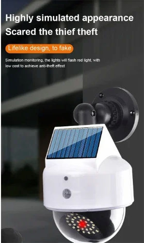 Solar Dummy Surveillance Dome Camera White