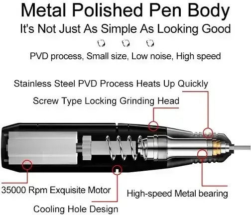 SML M11 Nail Drill Battery 36W Black with 35000 Rotations per Minute
