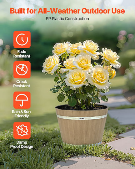 Vevor Set 4 Pots Plastic Brown