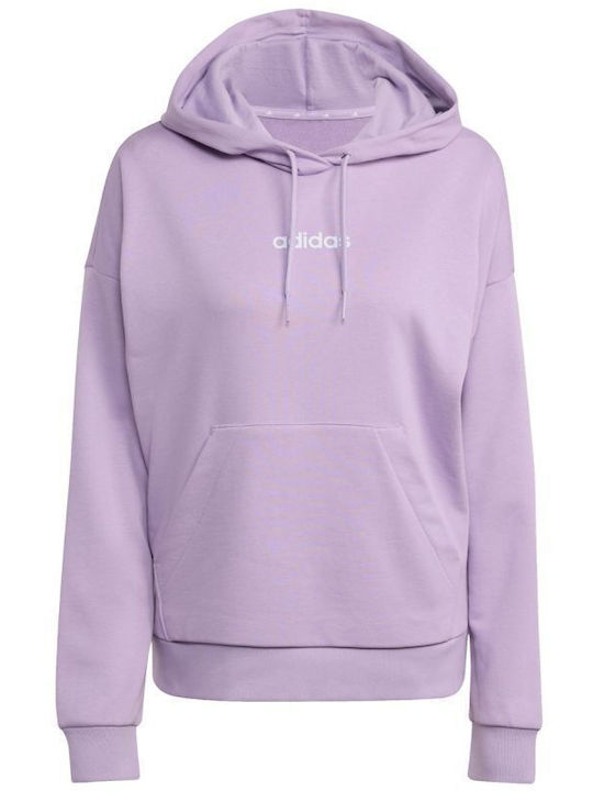 Essentials Linear French Terry Γυναικείο Φούτερ με Κουκούλα Purple